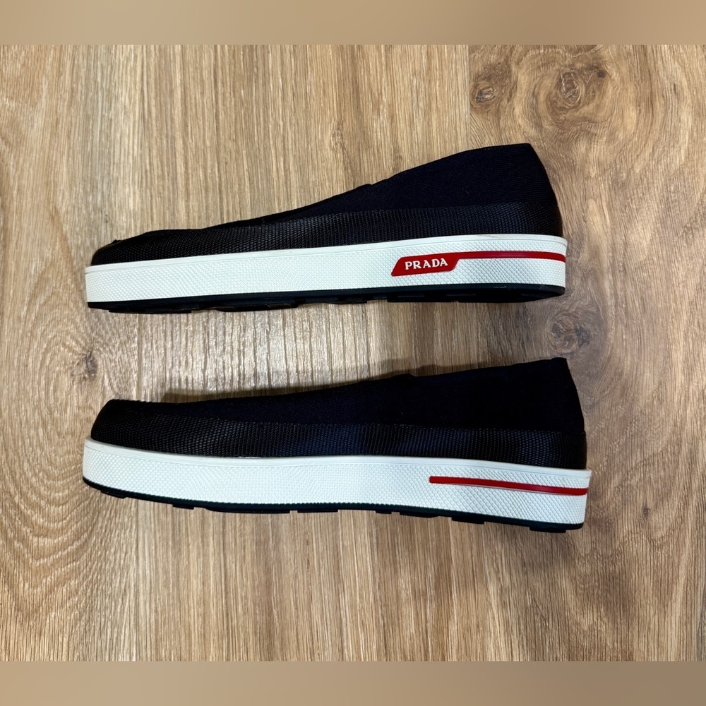 Prada Black Knit Stretch Slip-On Sneakers EU 37.5 / US 7.5 - Picture 6 of 10